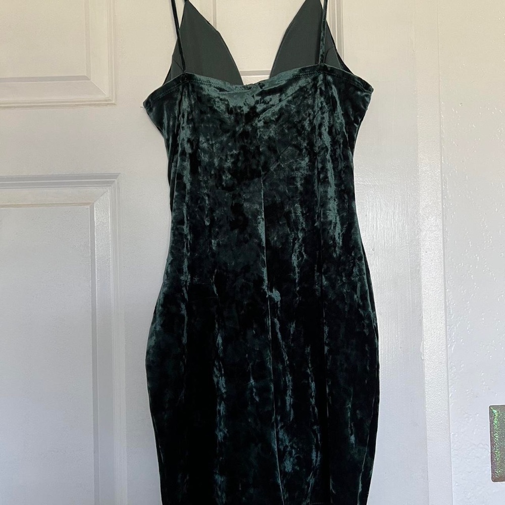 Windsor Velvet Mini Dress in Teal - Picture 3 of 3
